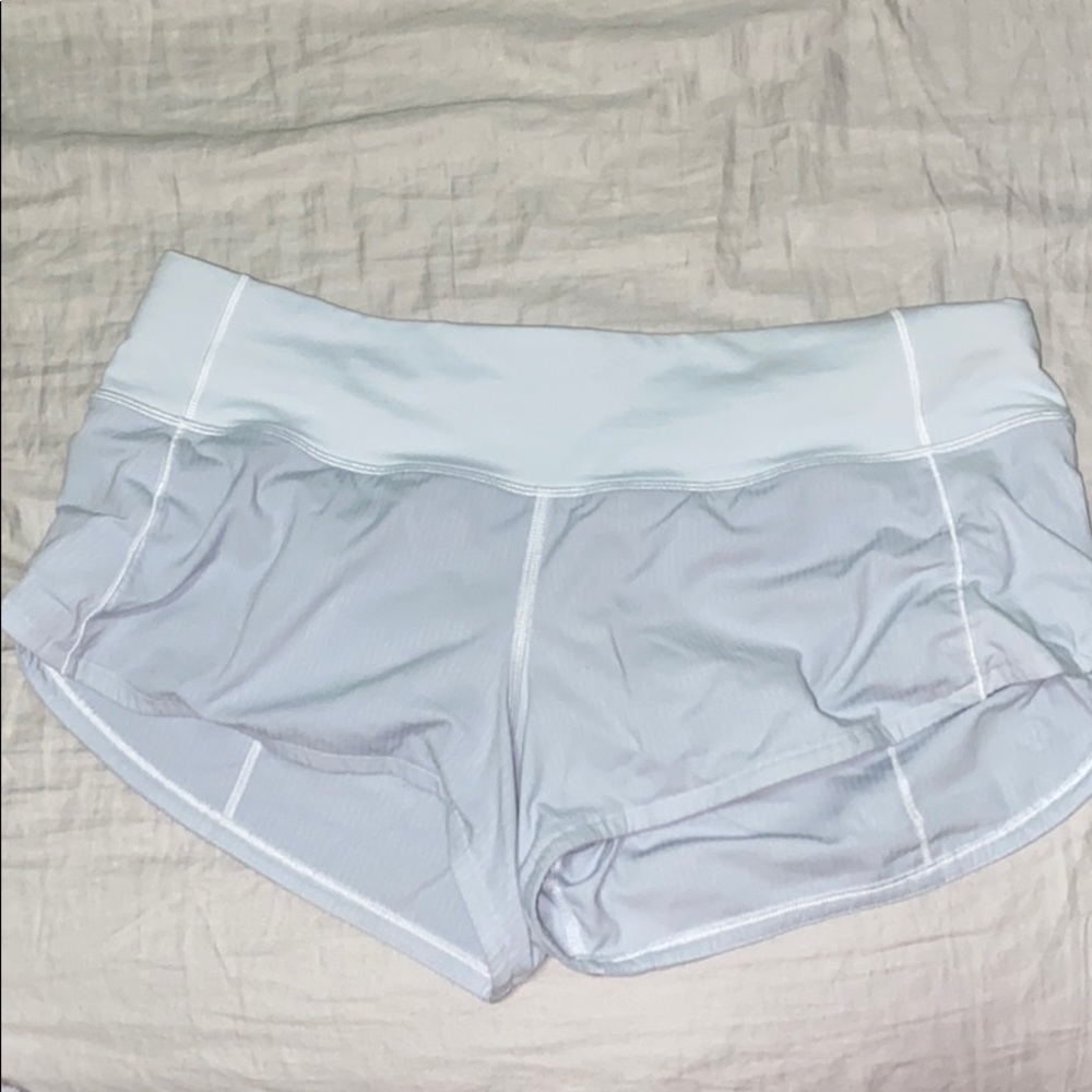 White lulu lemon speed-up shorts